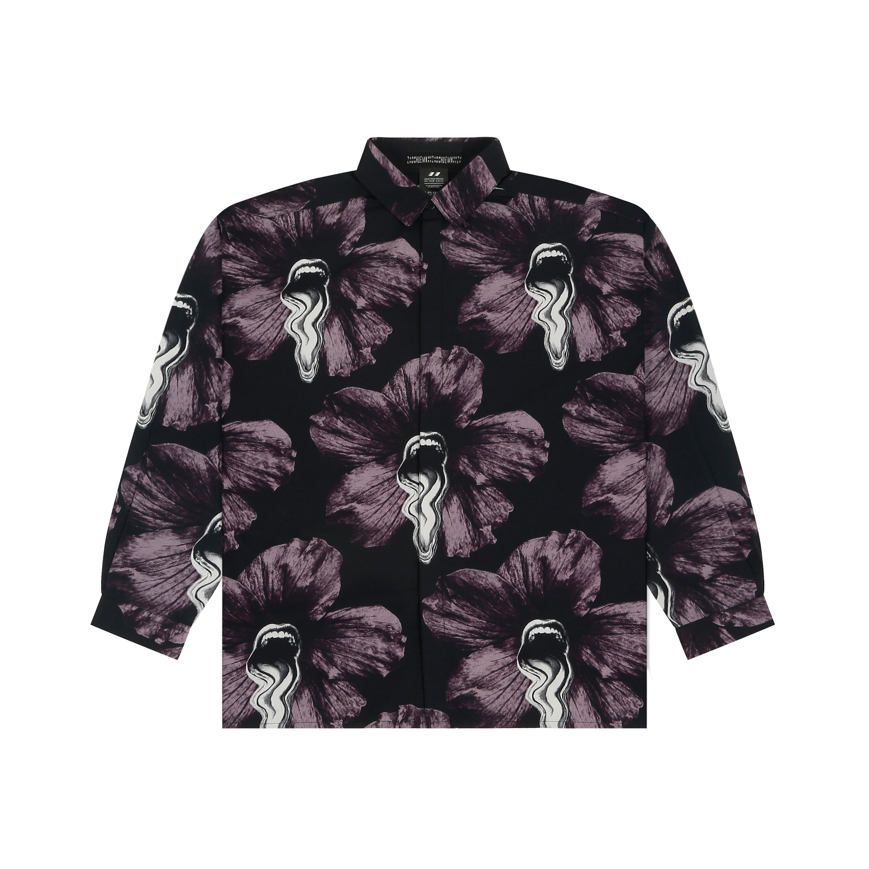 Tongue-printed oversized cotton shirt