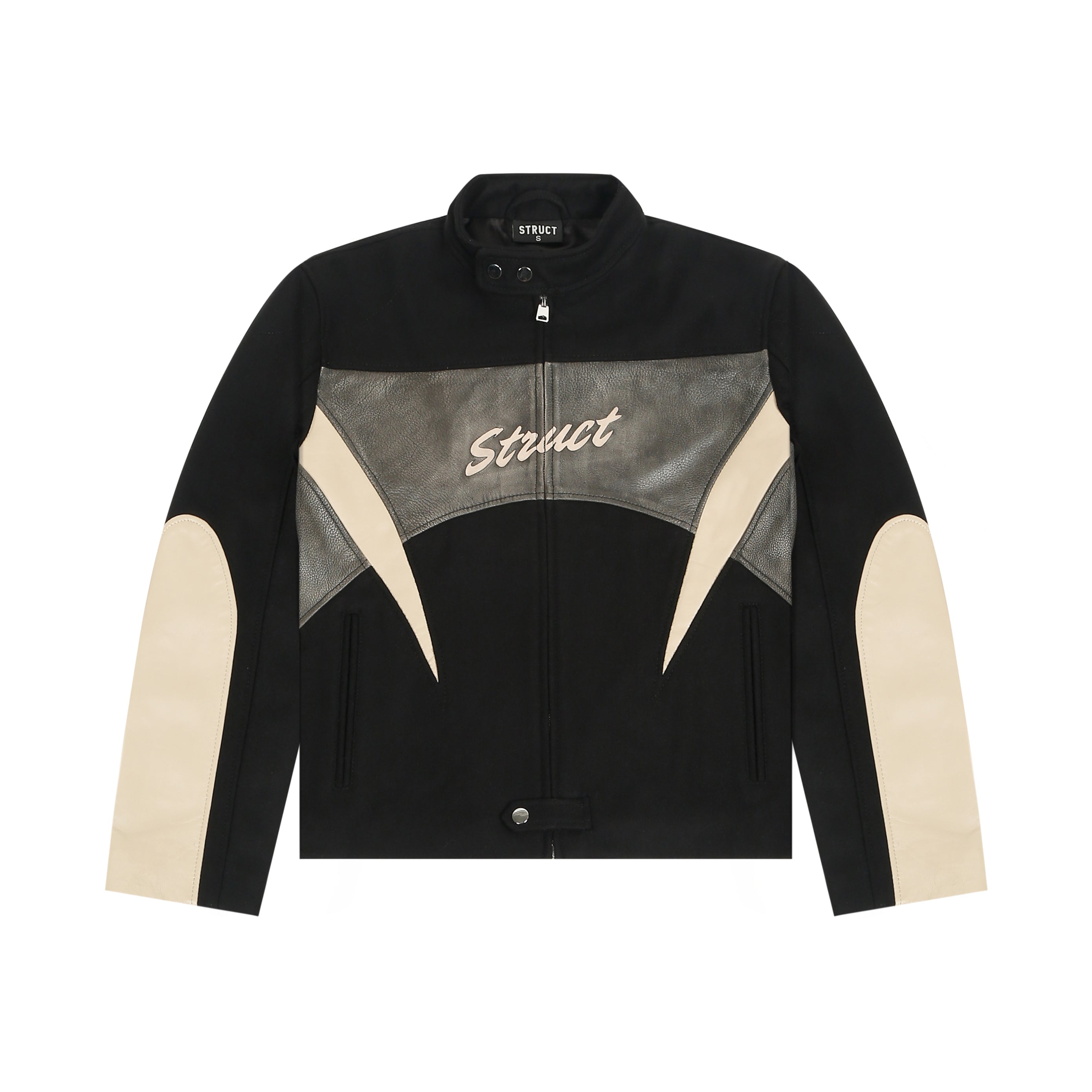 STRUCT DISTRESSED LEATHER RIDER JACKET BLACK