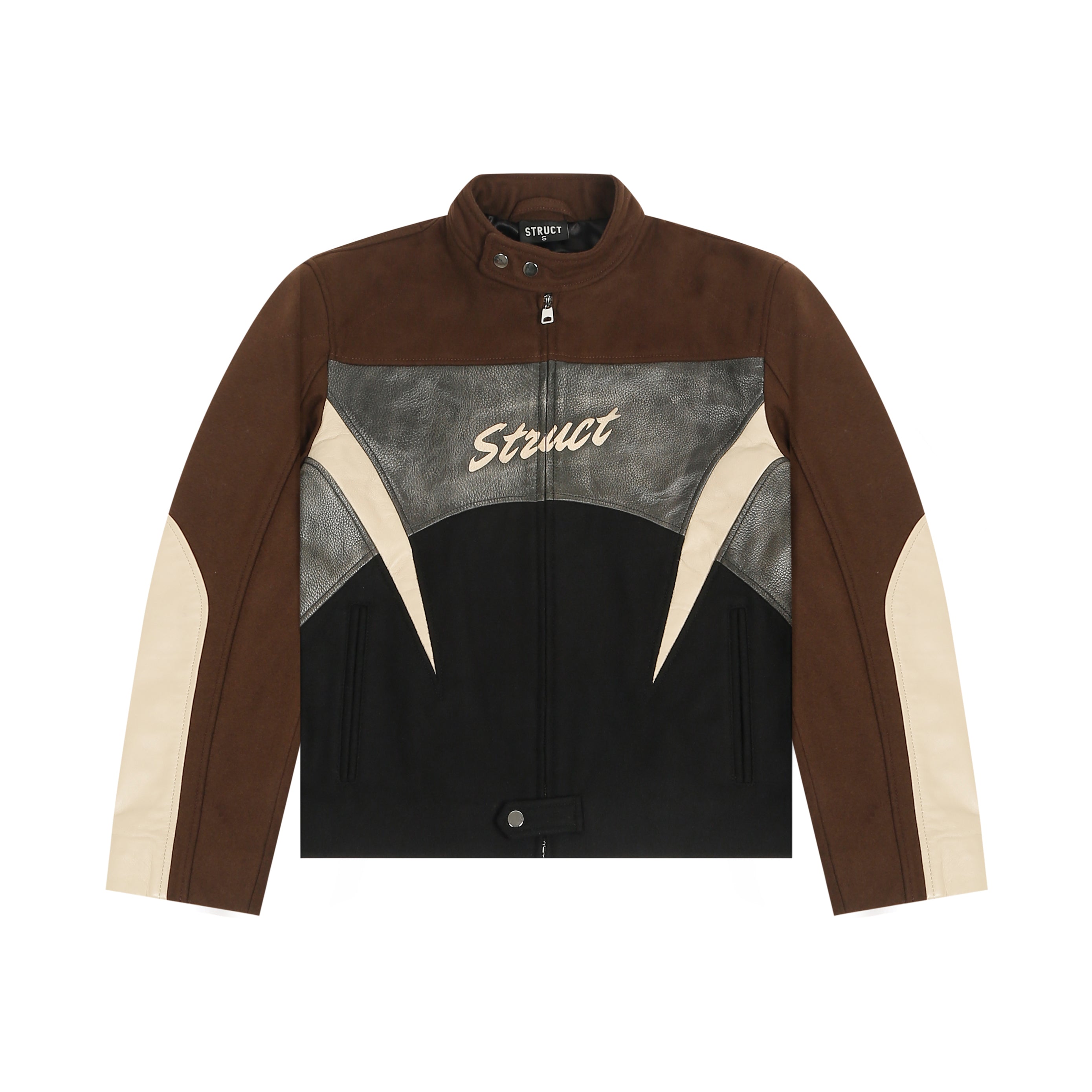 STRUCT DISTRESSED LEATHER RIDER JACKET BROWN