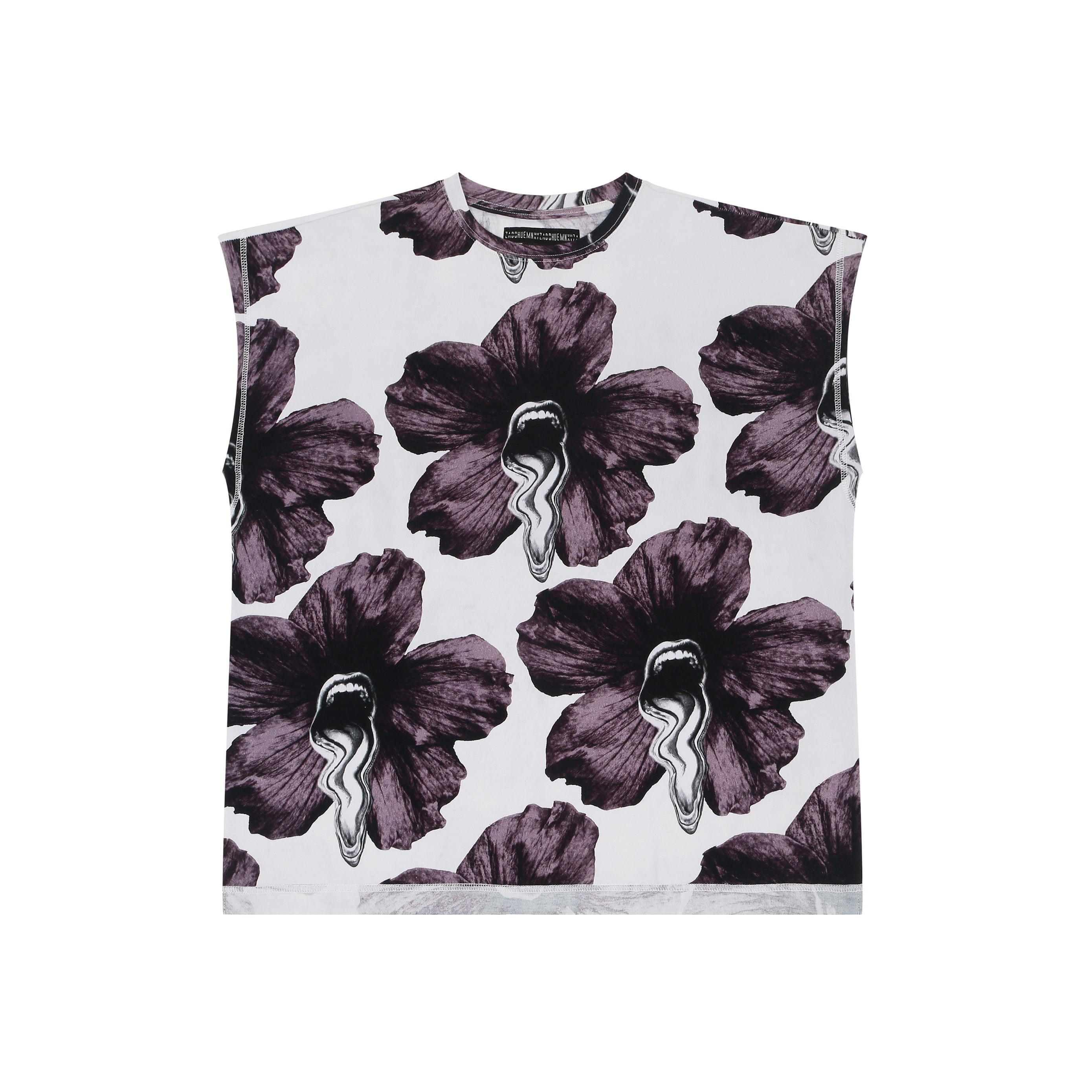 Tongue-printed cotton sleeveless top (Men's)