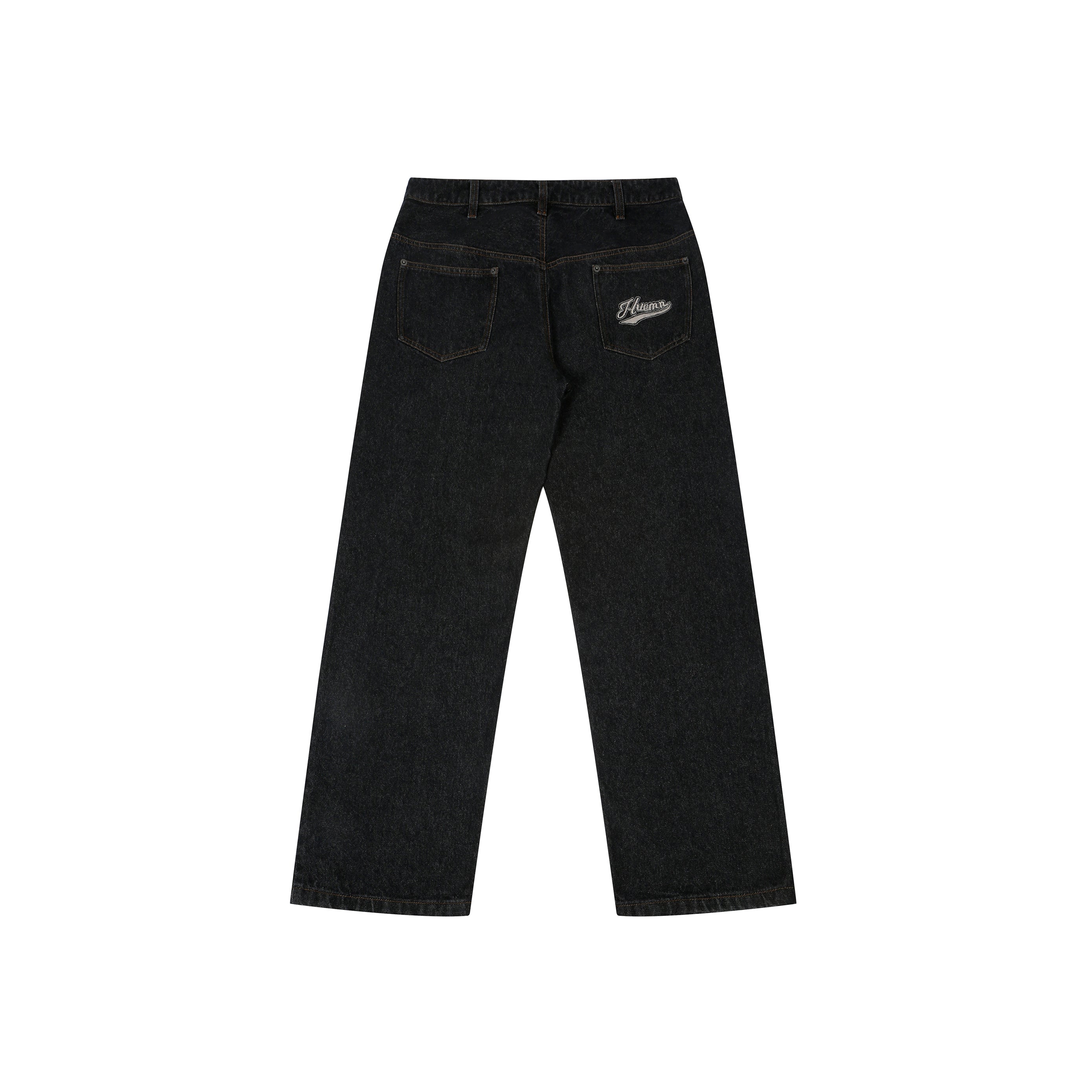 Shreyas Iyer x HUEMN de-constructed denim with a hand-painted mud-washed panel (Black)