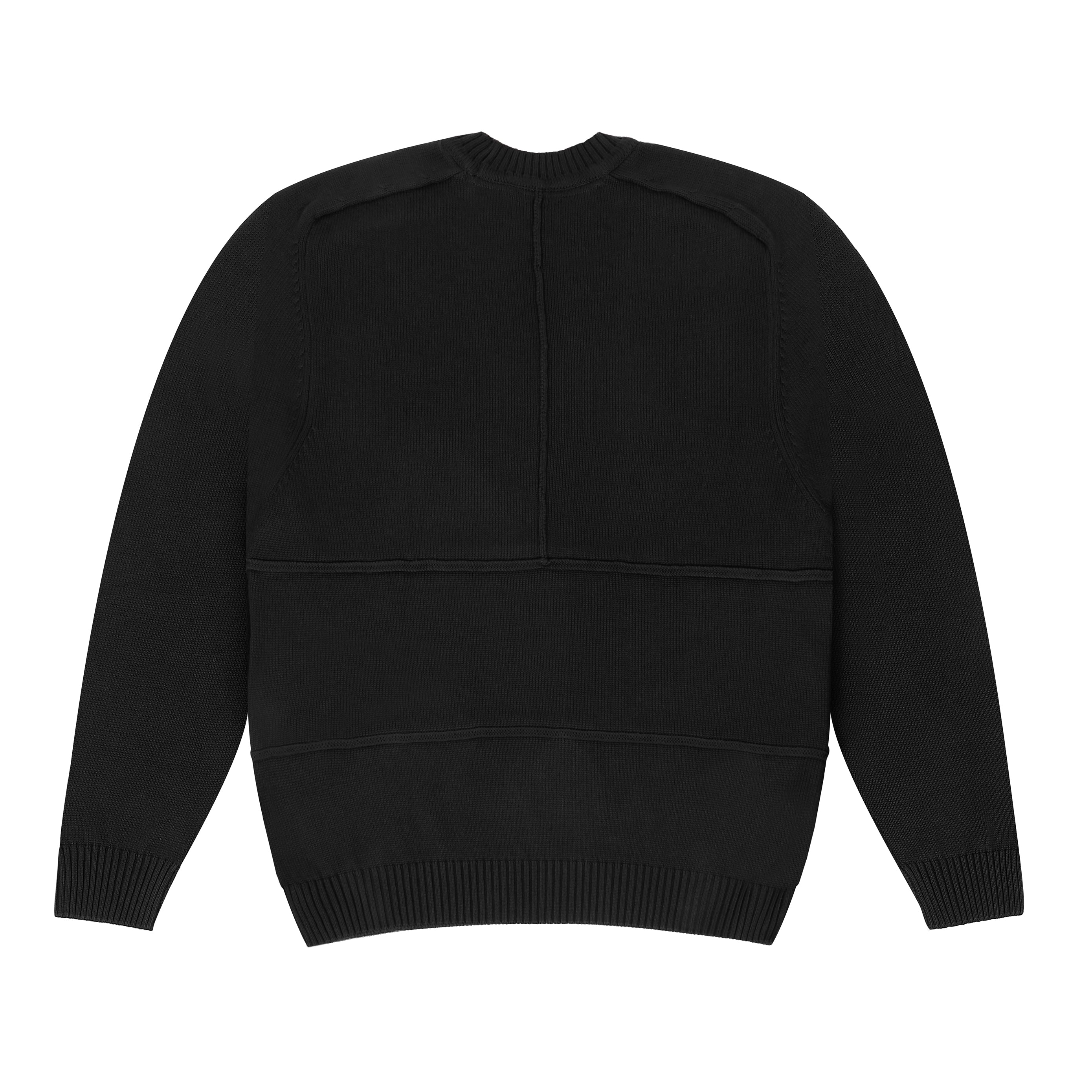 KNITTED CREW NECK JUMPER - RICH BLACK