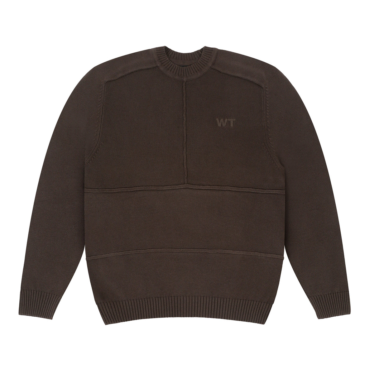 KNITTED CREW NECK JUMPER - ASH WOOD