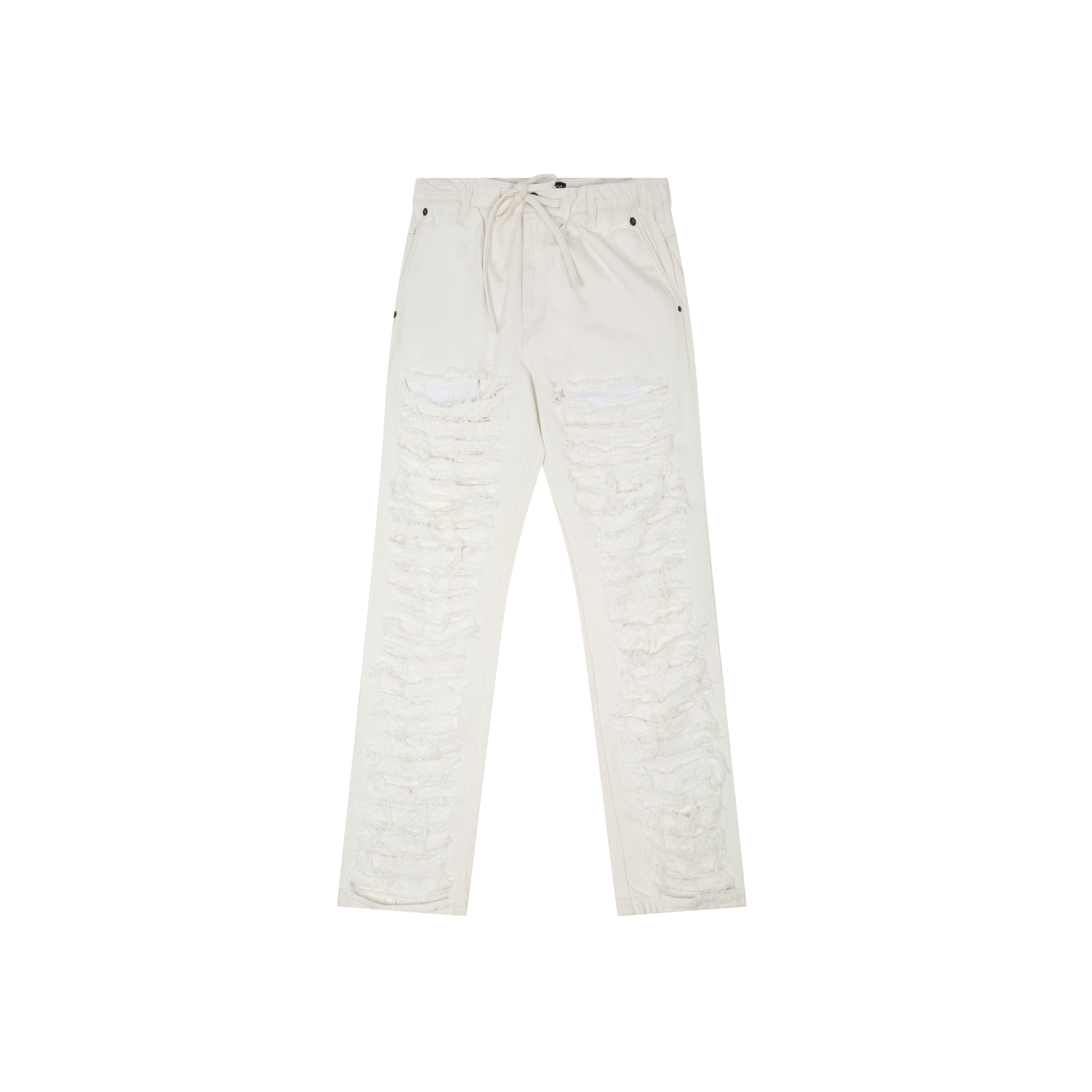 SuperHUEMN Slit and Frayed Denim (White)