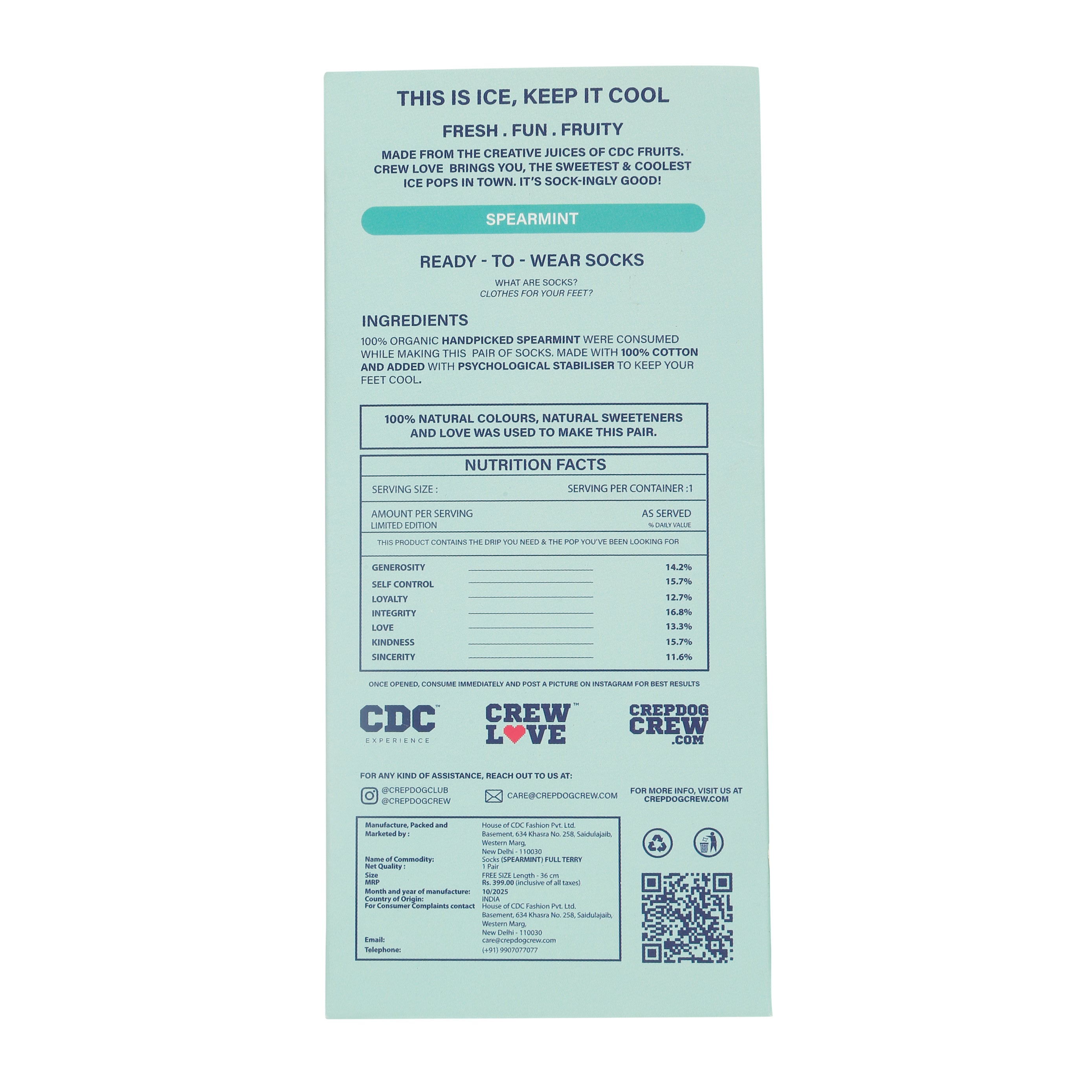 CDC ICE POP SOCKS - SPEARMINT