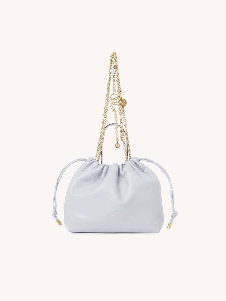 CHLOE Small Chloé Icons shoulder bag with chain in soft leather Greyish Blue