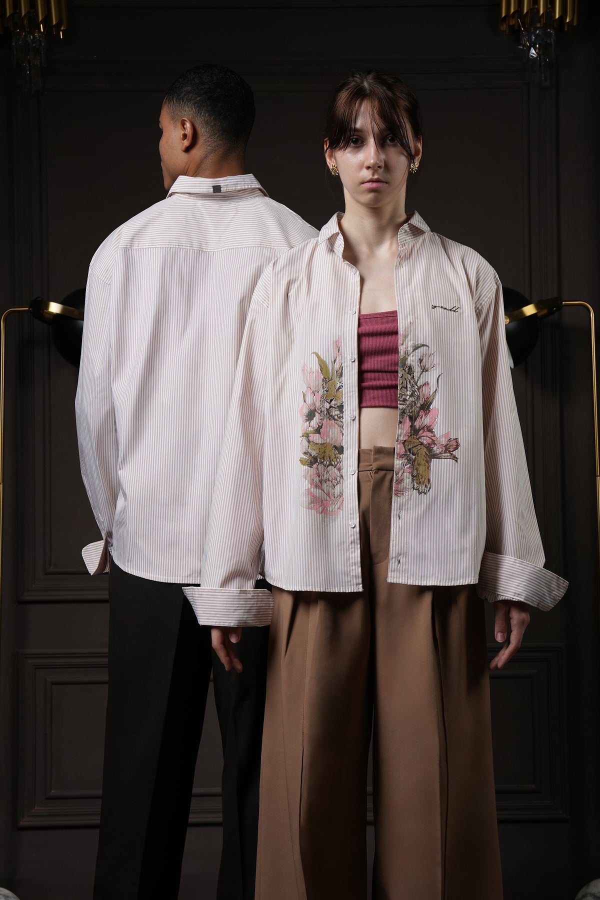 Rebel - Beige Pinstripe Shirt