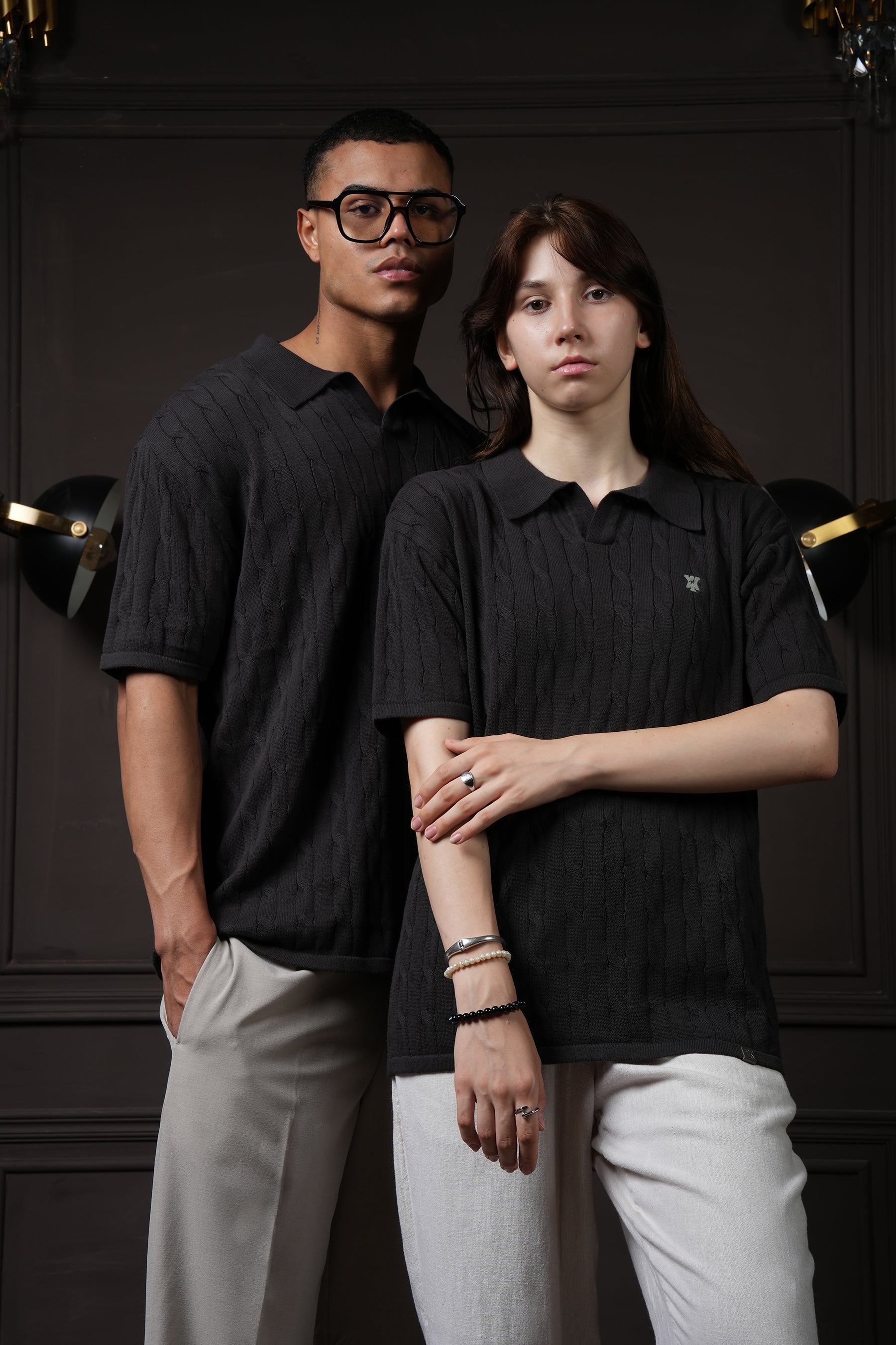 Pristine Cable Knit Polo - Shadow
