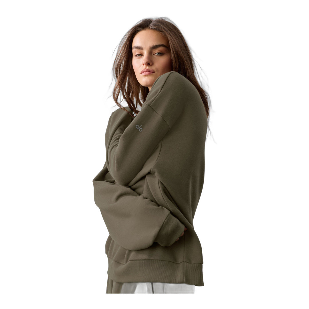 alo Chill Crew Neck Pullover - Olive Tree