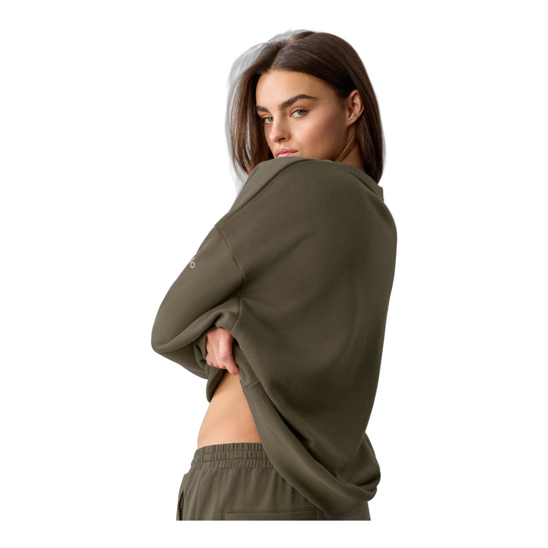 alo Chill Crew Neck Pullover - Olive Tree