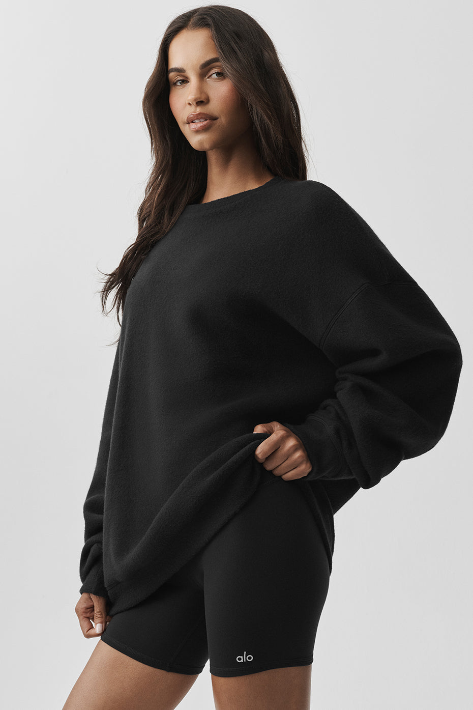 alo Triumph Restore Crew Neck Sweatshirt - Black