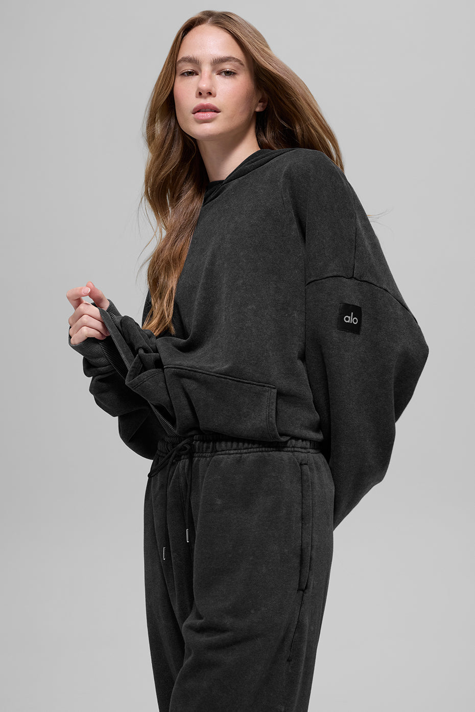 alo Chill Vintage Wash Hoodie - Black Wash
