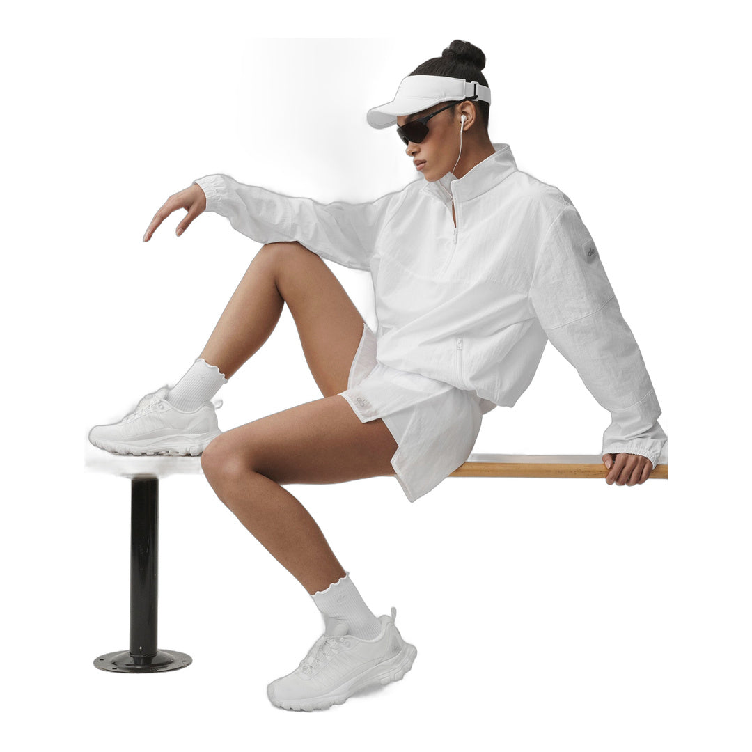 alo Light Weight Takeaway Track Pullover - White
