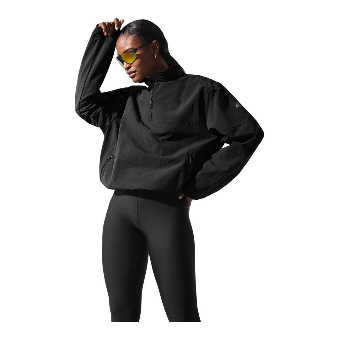 alo Light Weight Takeaway Track Pullover - Black