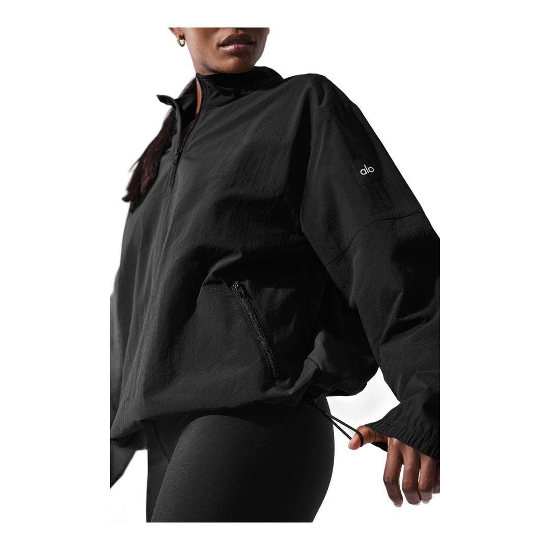 alo Light Weight Takeaway Track Pullover - Black