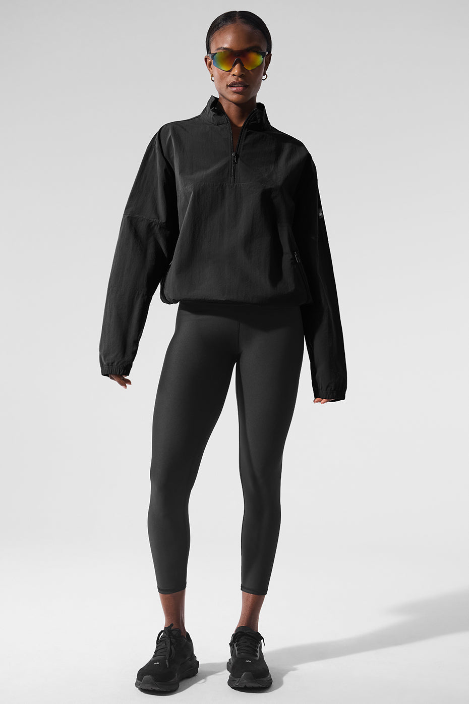 alo Light Weight Takeaway Track Pullover - Black