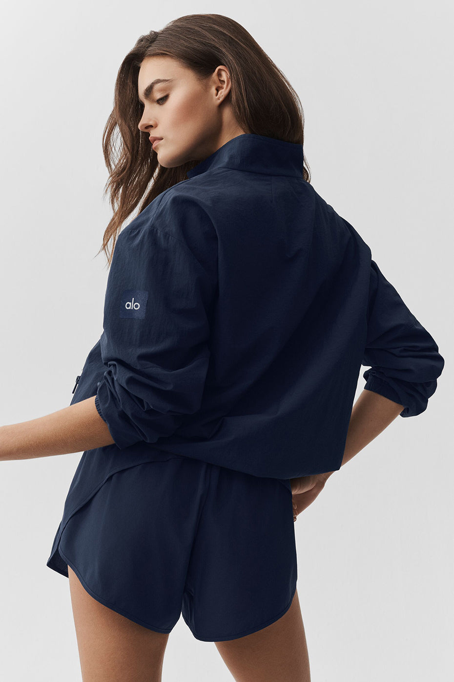 alo Light Weight Takeaway Track Pullover - Navy