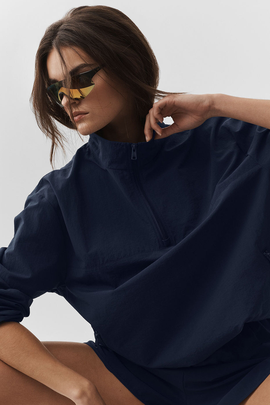 alo Light Weight Takeaway Track Pullover - Navy