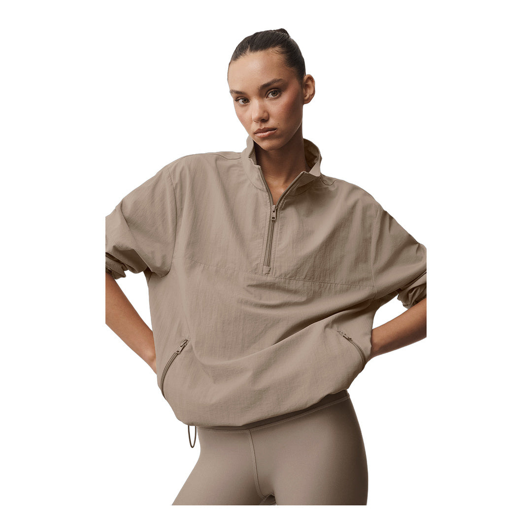 alo Light Weight Takeaway Track Pullover - Gravel