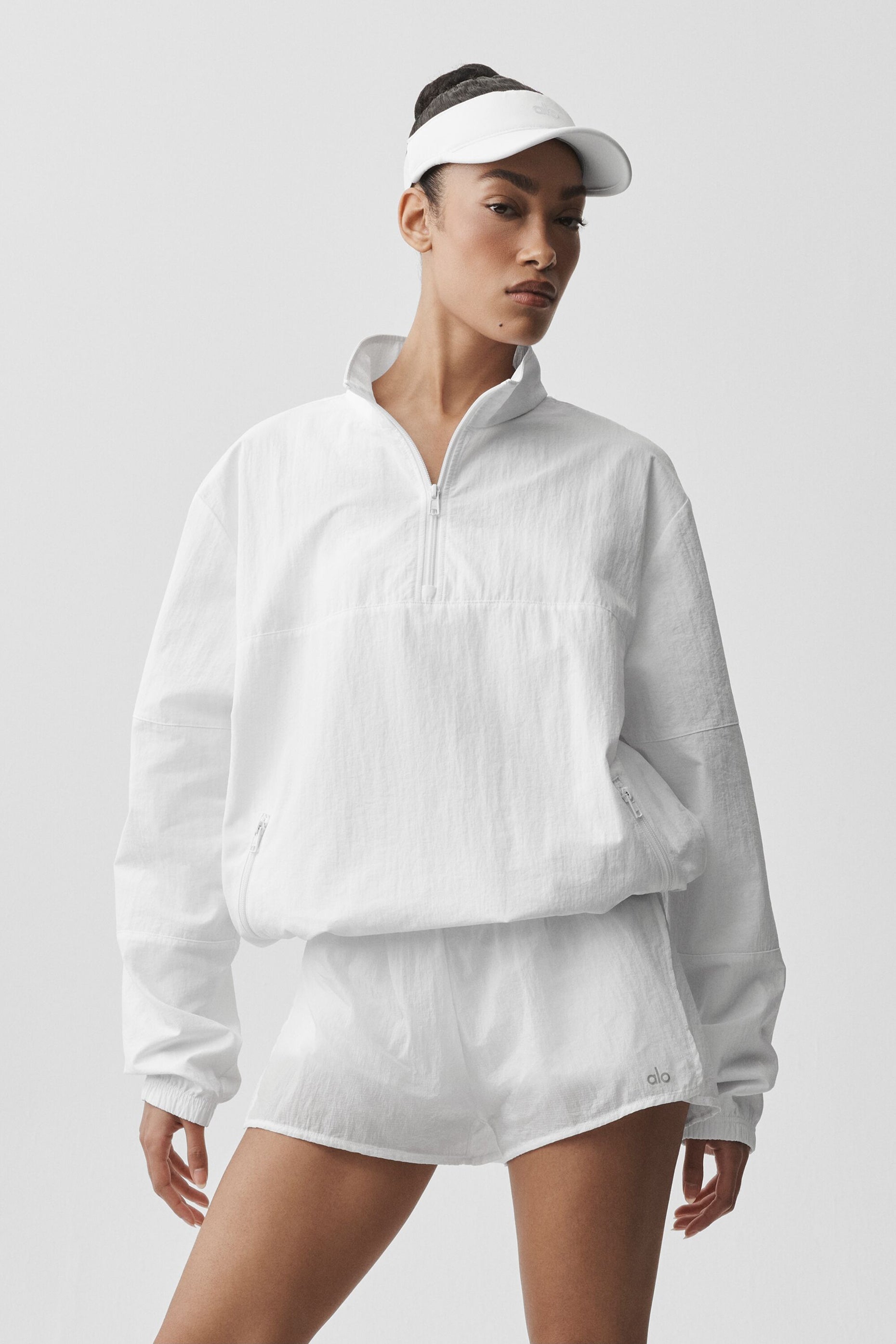 alo Light Weight Takeaway Track Pullover - White
