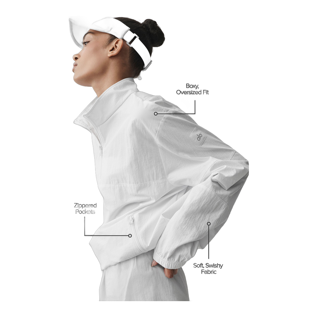 alo Light Weight Takeaway Track Pullover - White