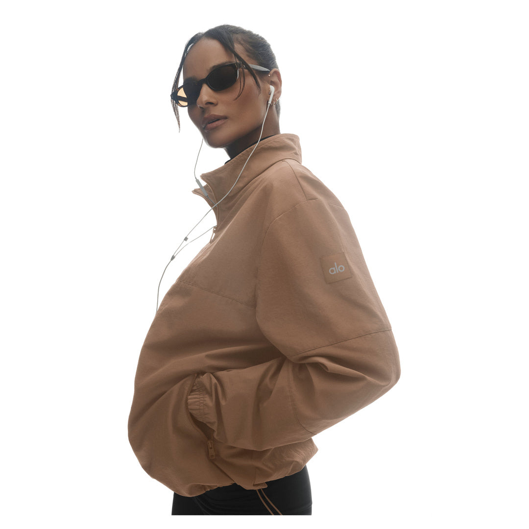 ALO Light Weight Takeaway Track Pullover - Java Brown