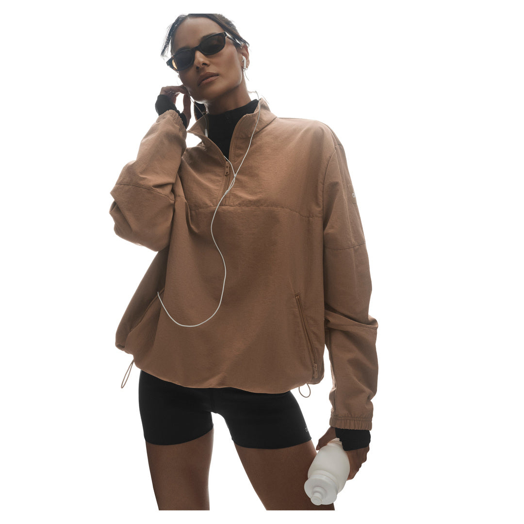 ALO Light Weight Takeaway Track Pullover - Java Brown