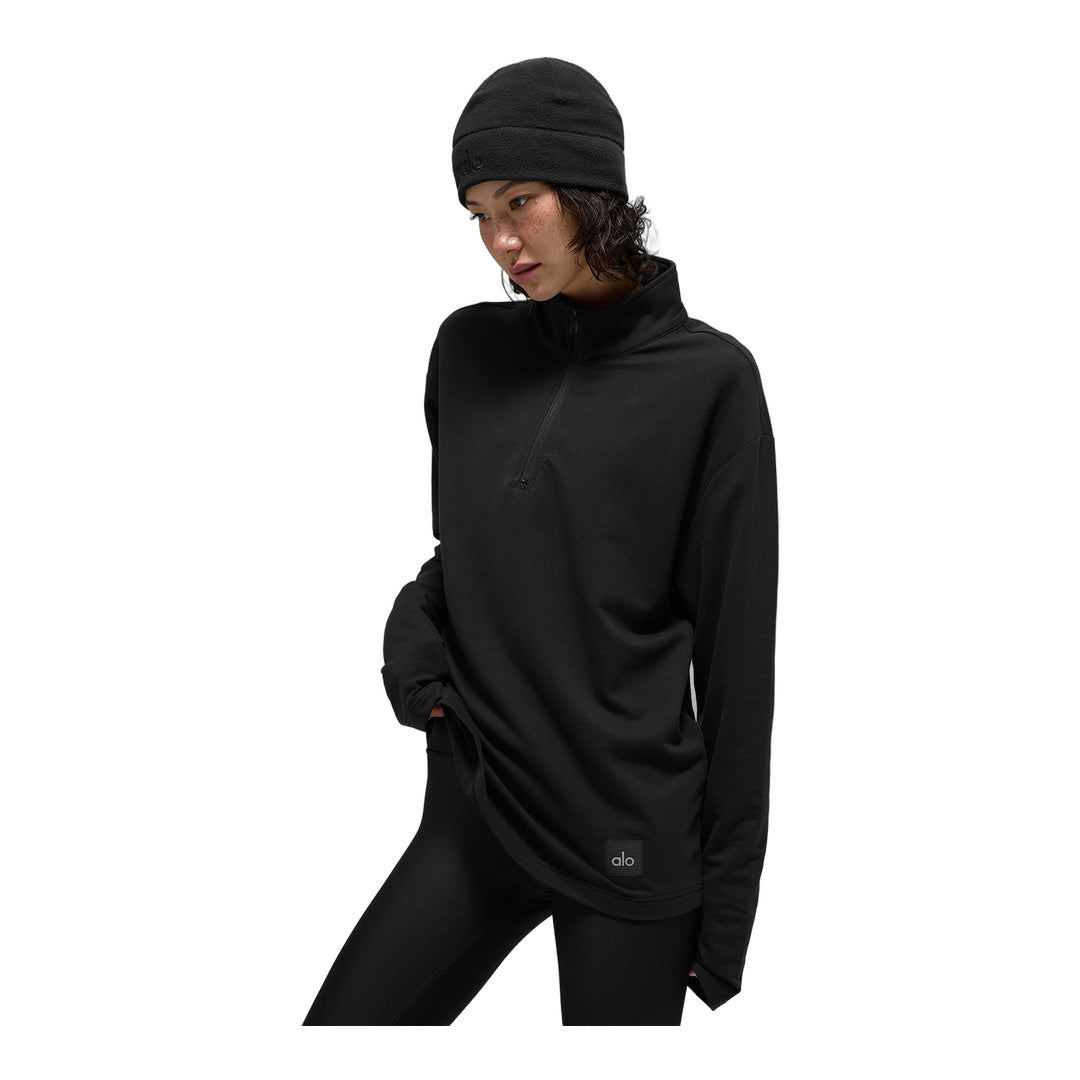 alo Double Take Long Sleeve 1/4 Zip - Black