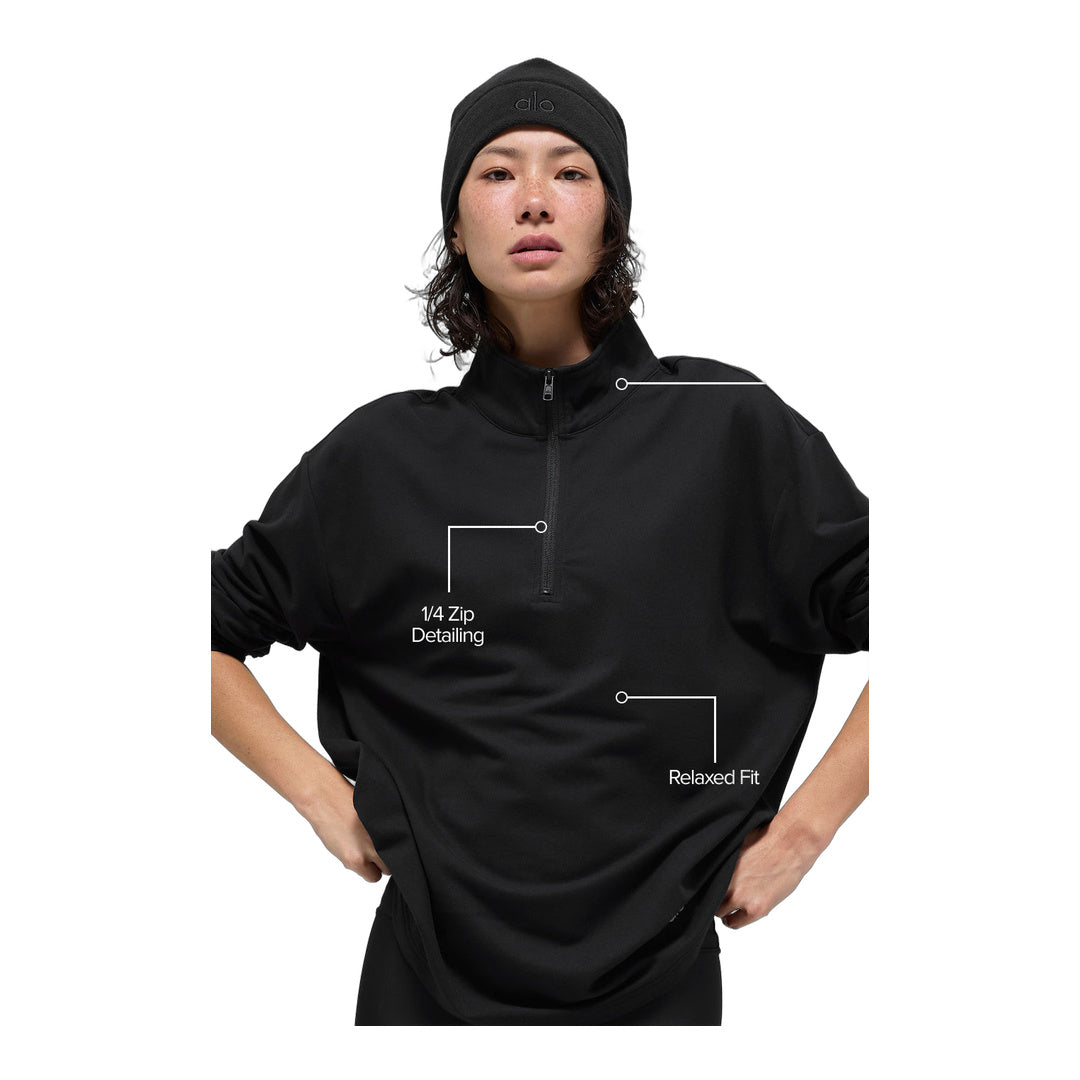 alo Double Take Long Sleeve 1/4 Zip - Black