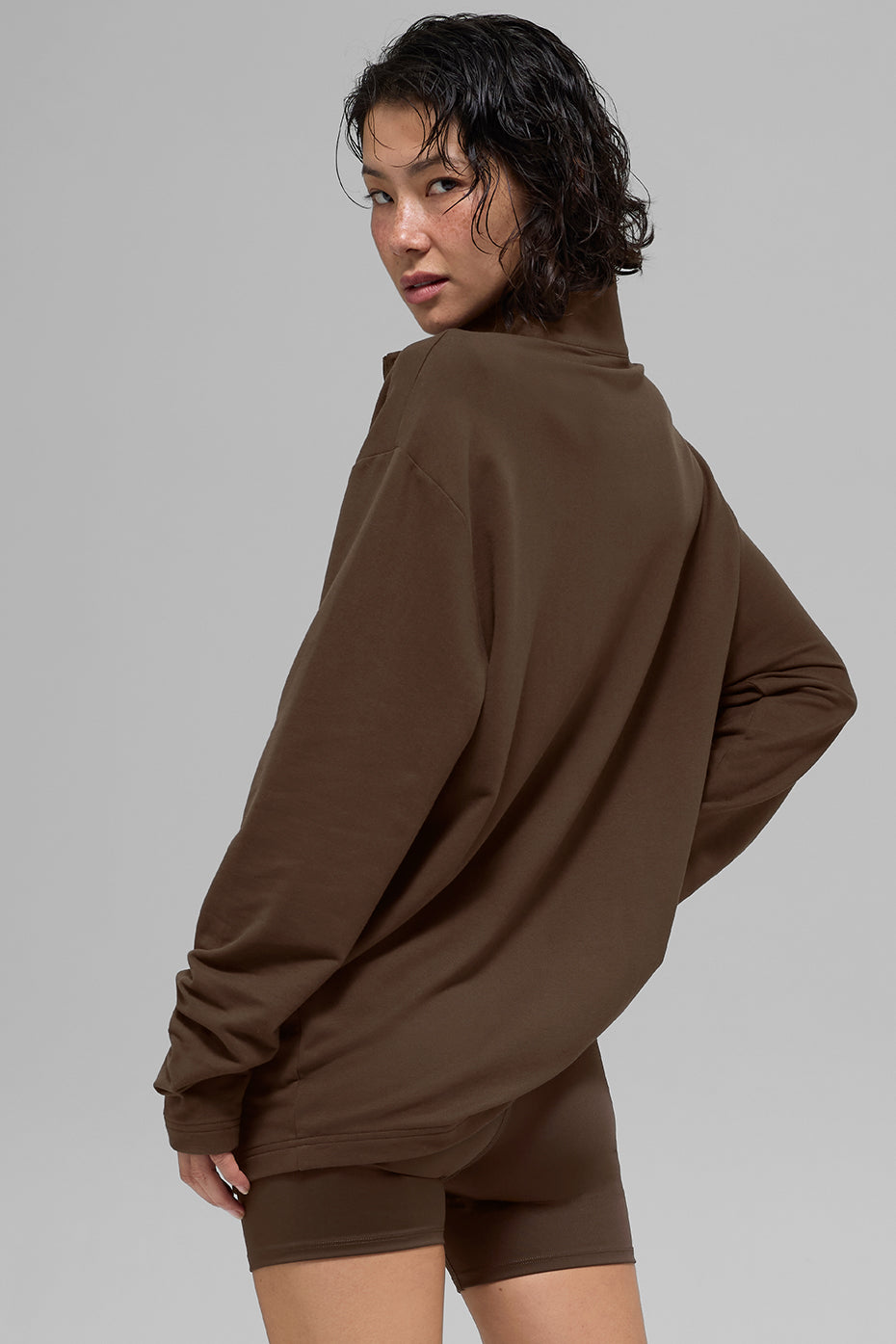 alo Double Take Long Sleeve 1/4 Zip - Espresso