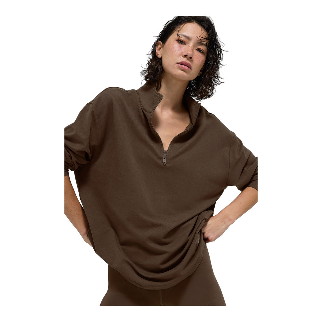alo Double Take Long Sleeve 1/4 Zip - Espresso