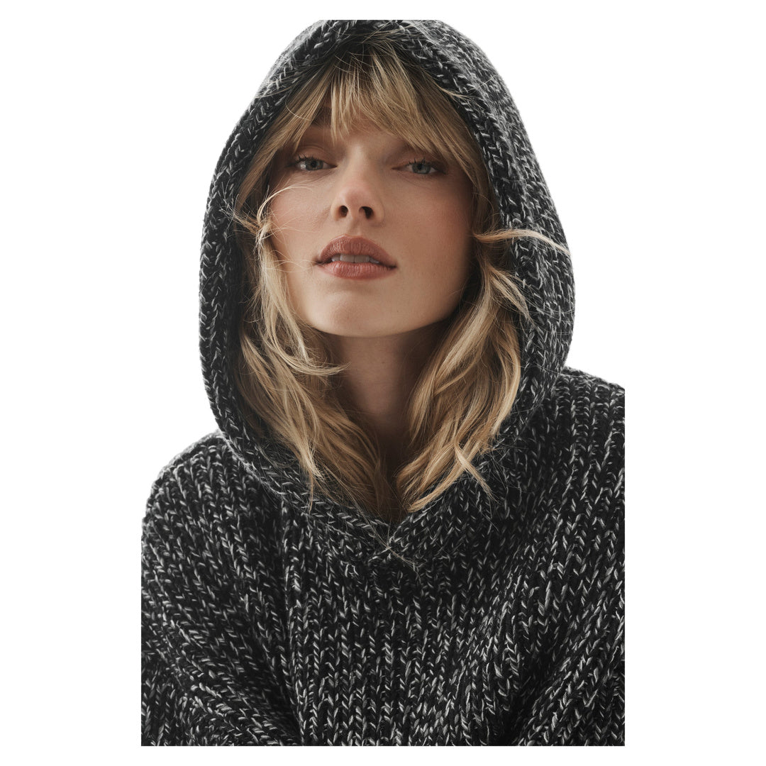 ALO Chunky Knit Rewind Hoodie - Black Multi