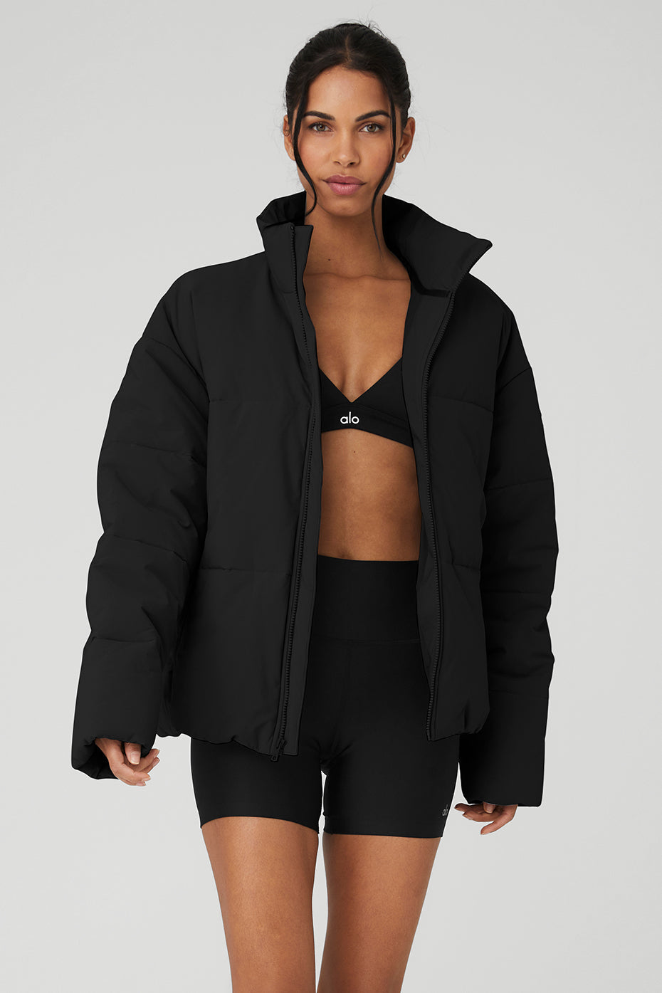 alo Stretch Woven Street Puffer - Black