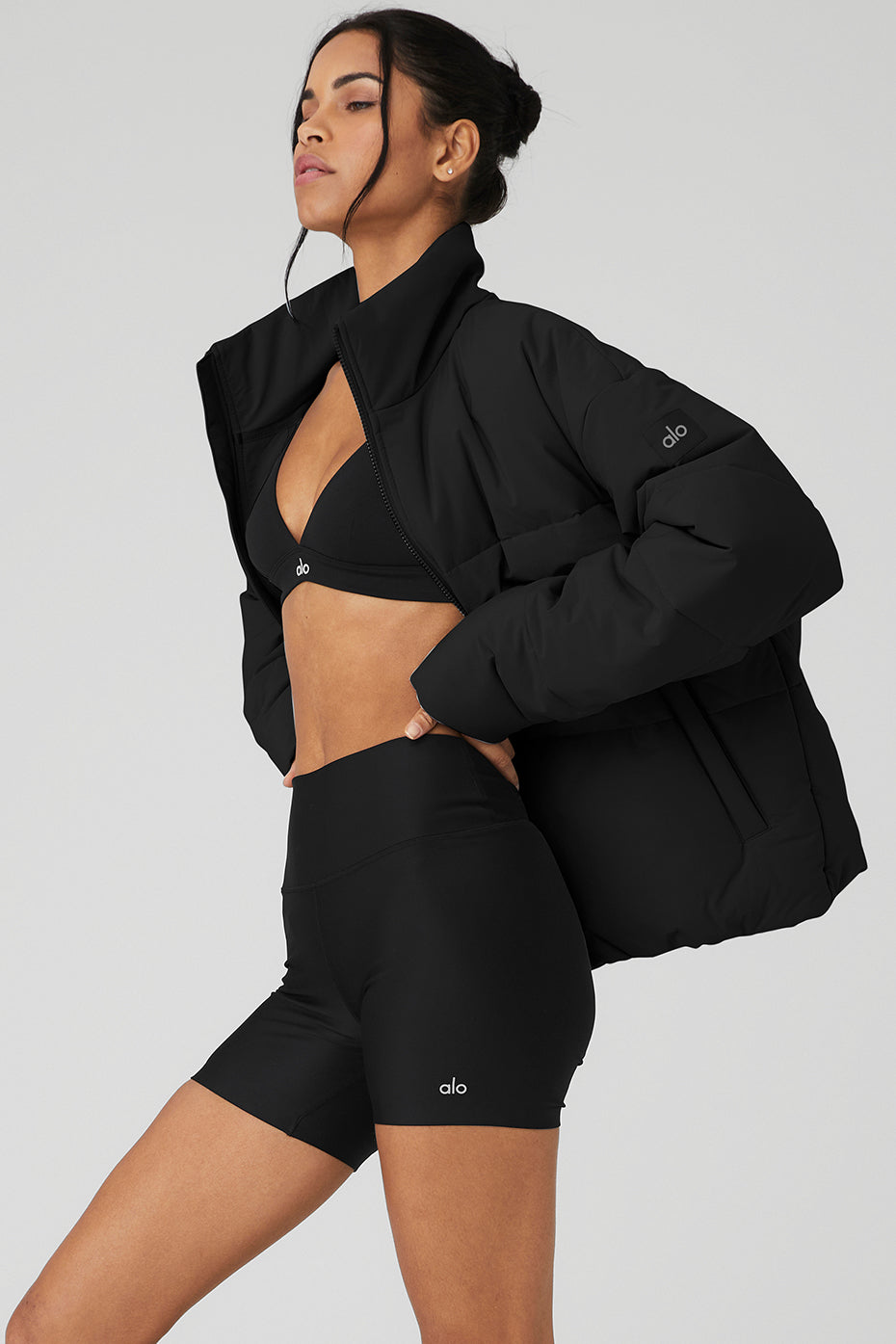 alo Stretch Woven Street Puffer - Black