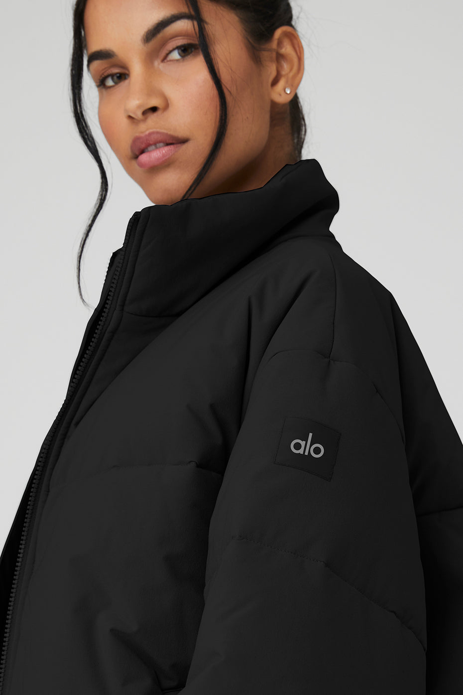 alo Stretch Woven Street Puffer - Black