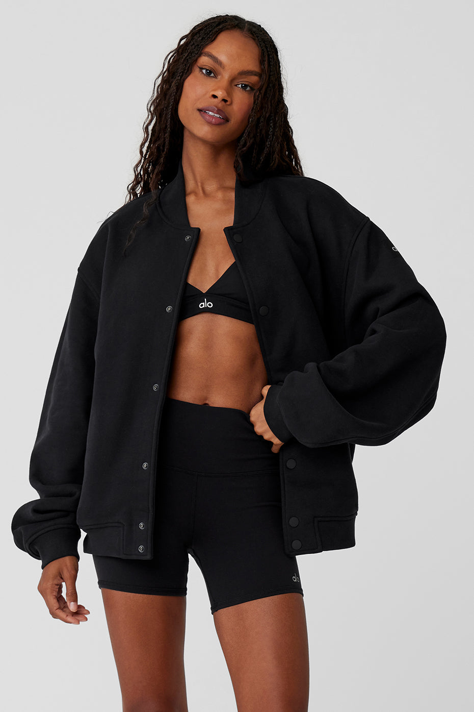 alo Renown Varsity Jacket - Black