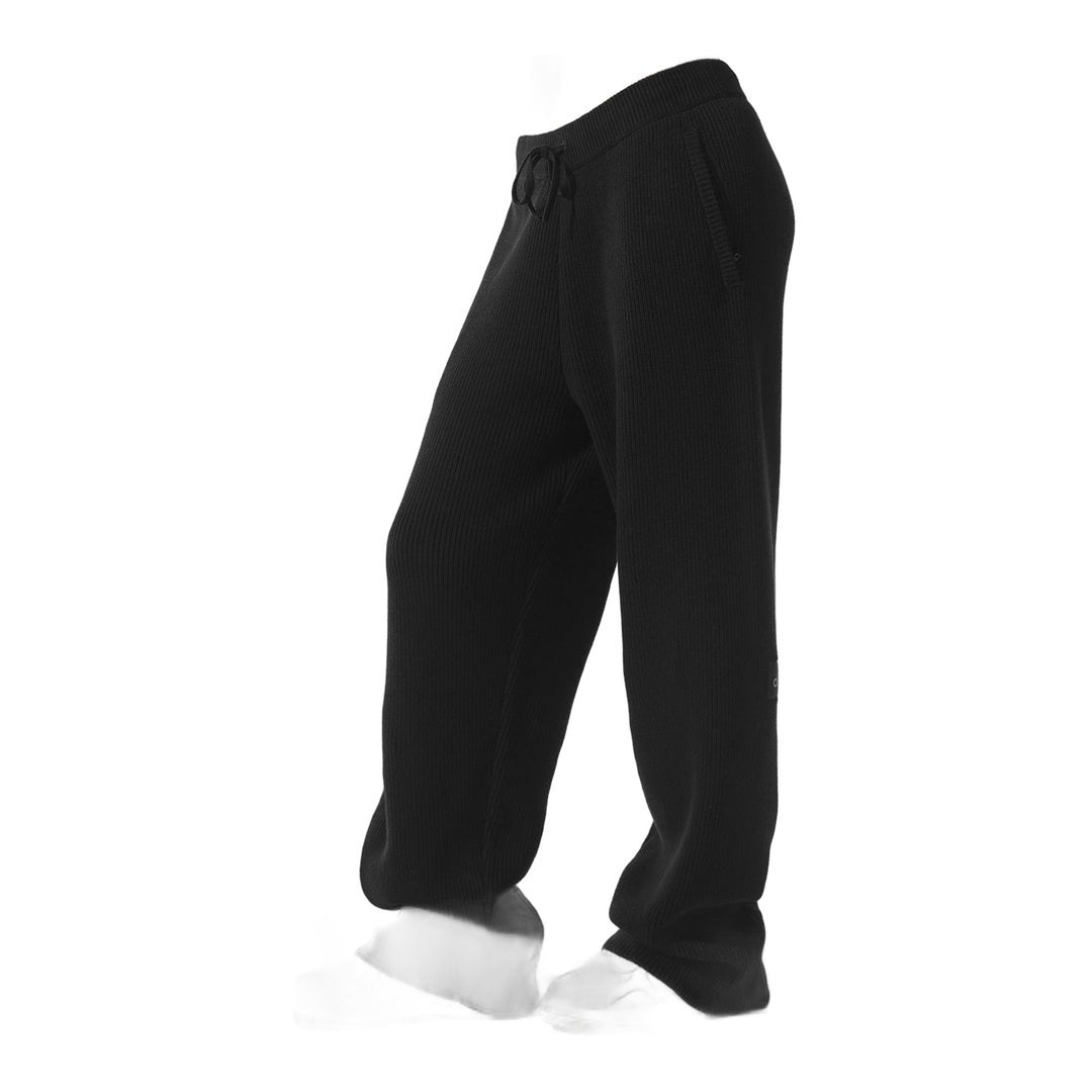 alo Domain Rib Knit Sweatpant - Black