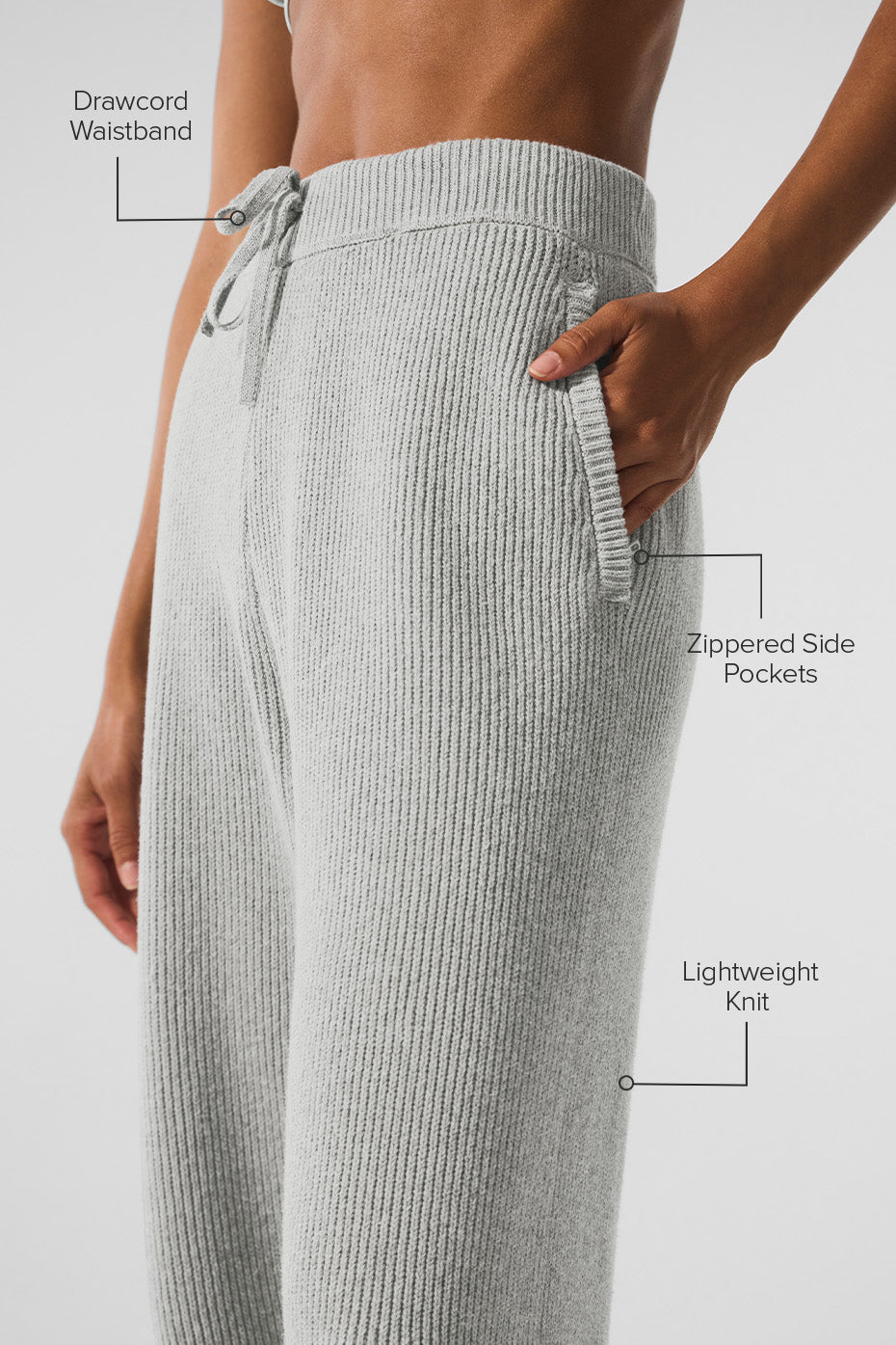 alo Domain Rib Knit Sweatpant - Athletic Heather Grey