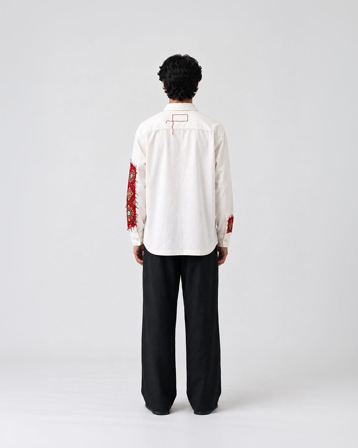 Maayka | Laal Patchwork Full Sleeve Shirt