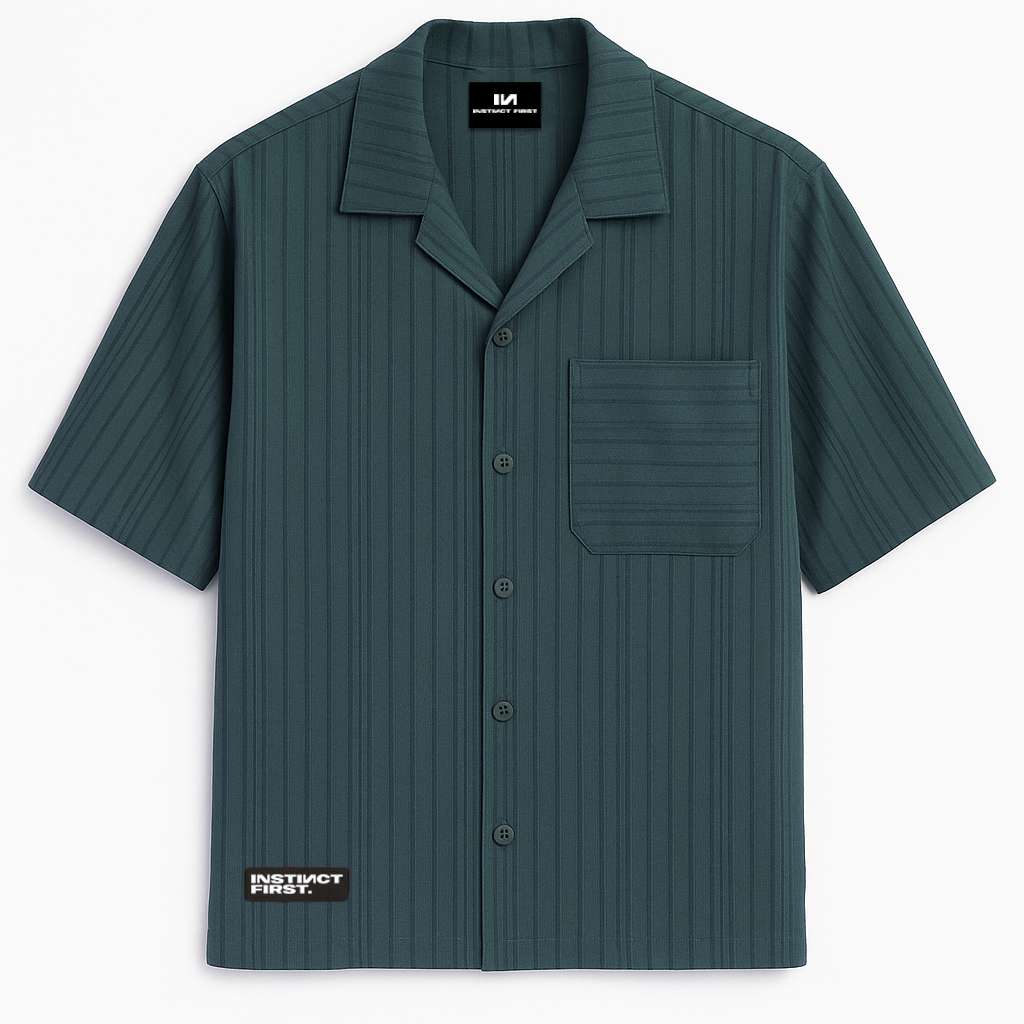 Metallic Stripe Shirt - (Emerald)