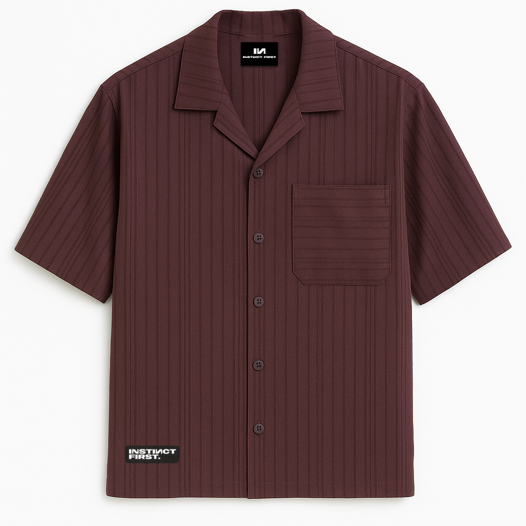 Metallic Stripe Shirt - (Maroon)