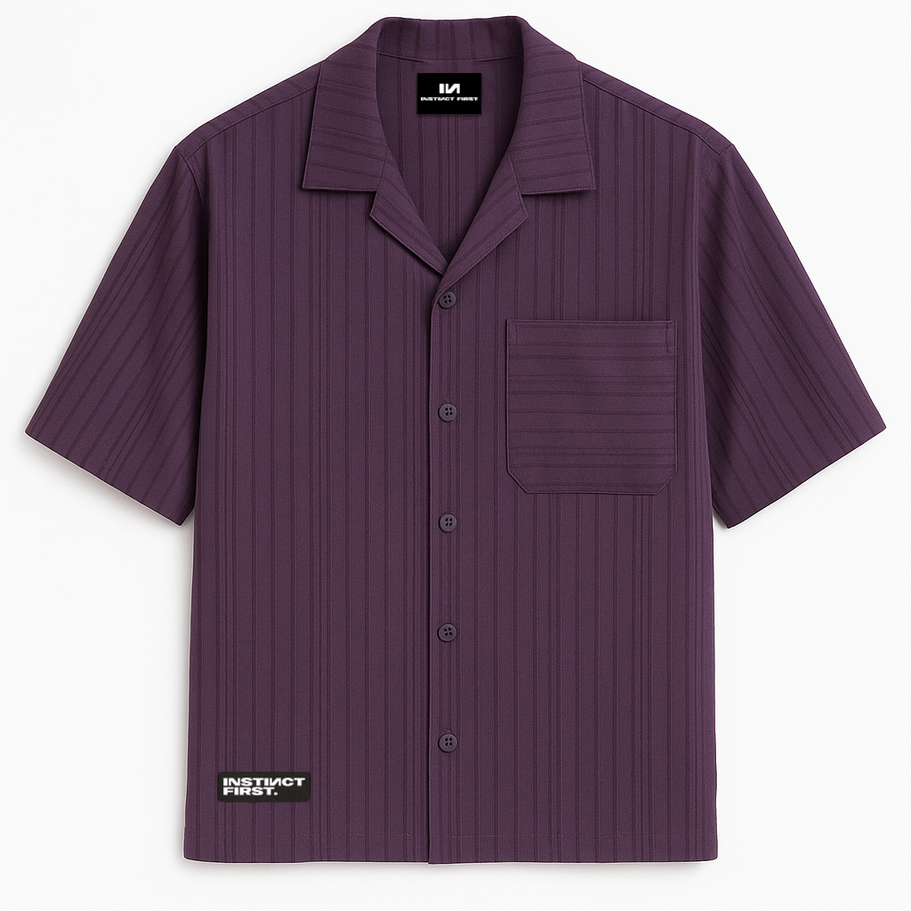 Metallic Stripe Shirt - (Purple)