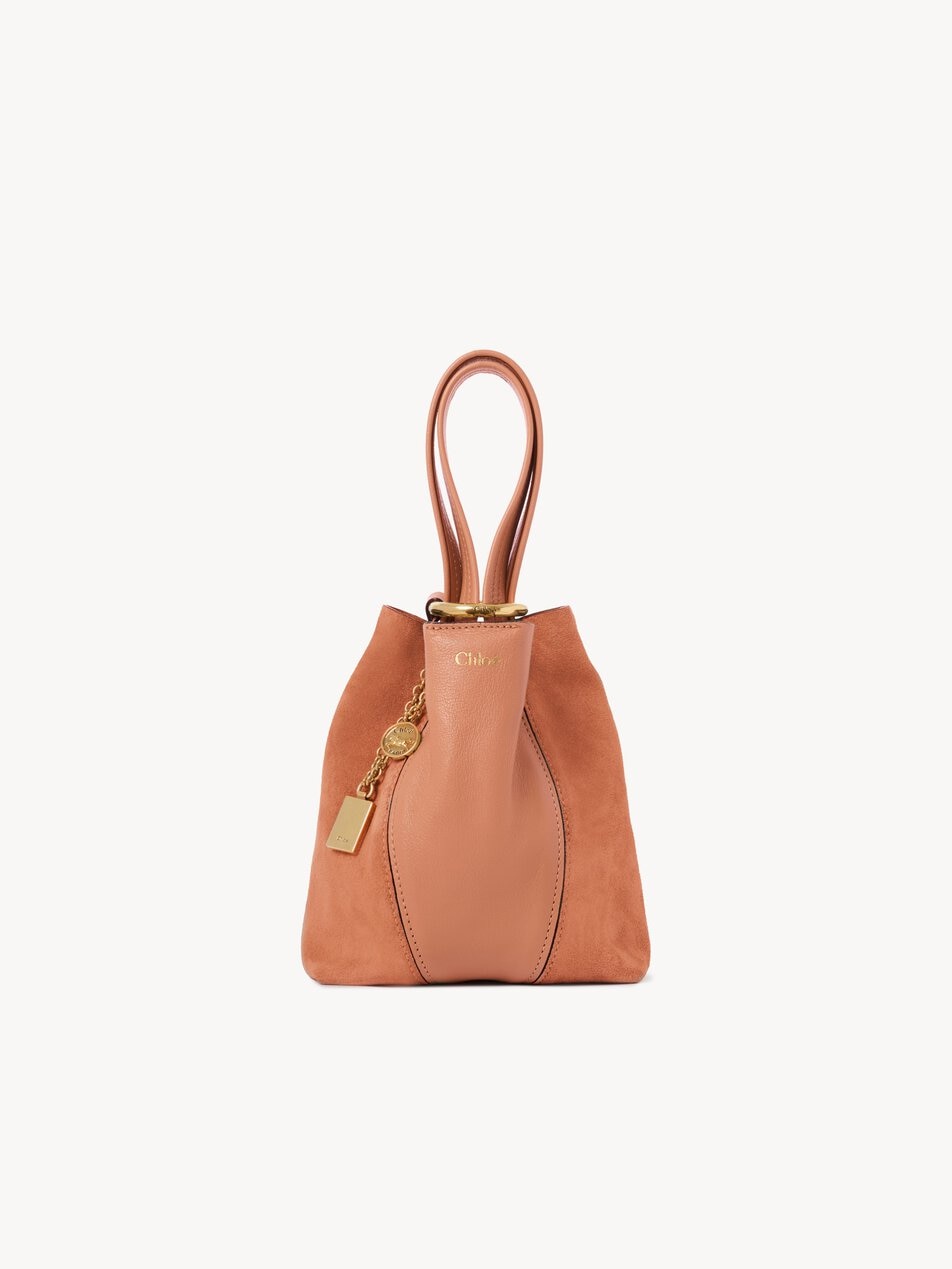 CHLOE Small Chloé Spin tote bag in grained & suede leather Wooden Orange