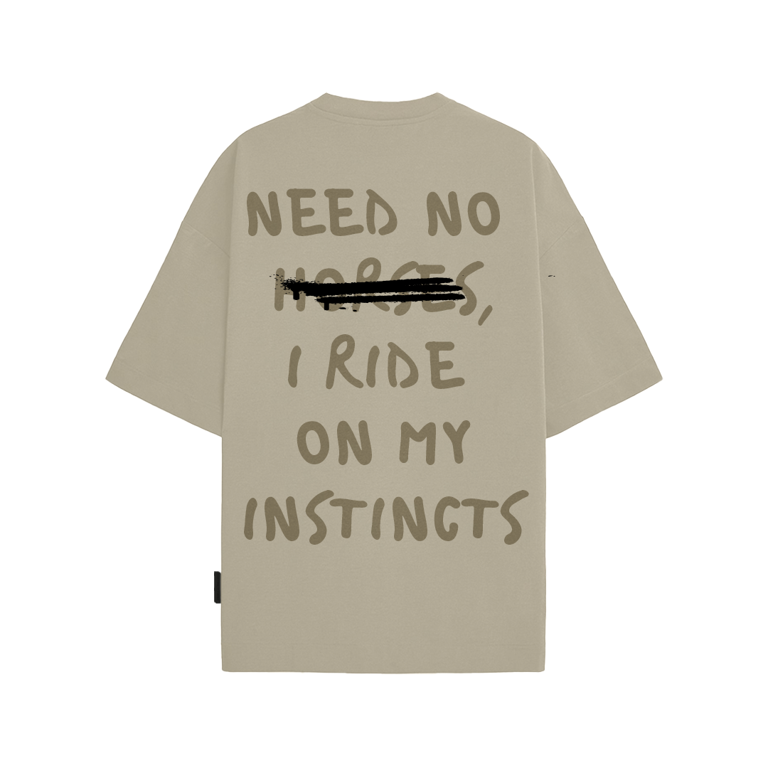 Ride on Instincts - Oversized T-shirt (Stone Grey)