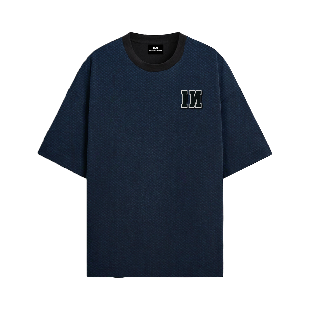 Denim Patch Oversized T-Shirt - (Blue)