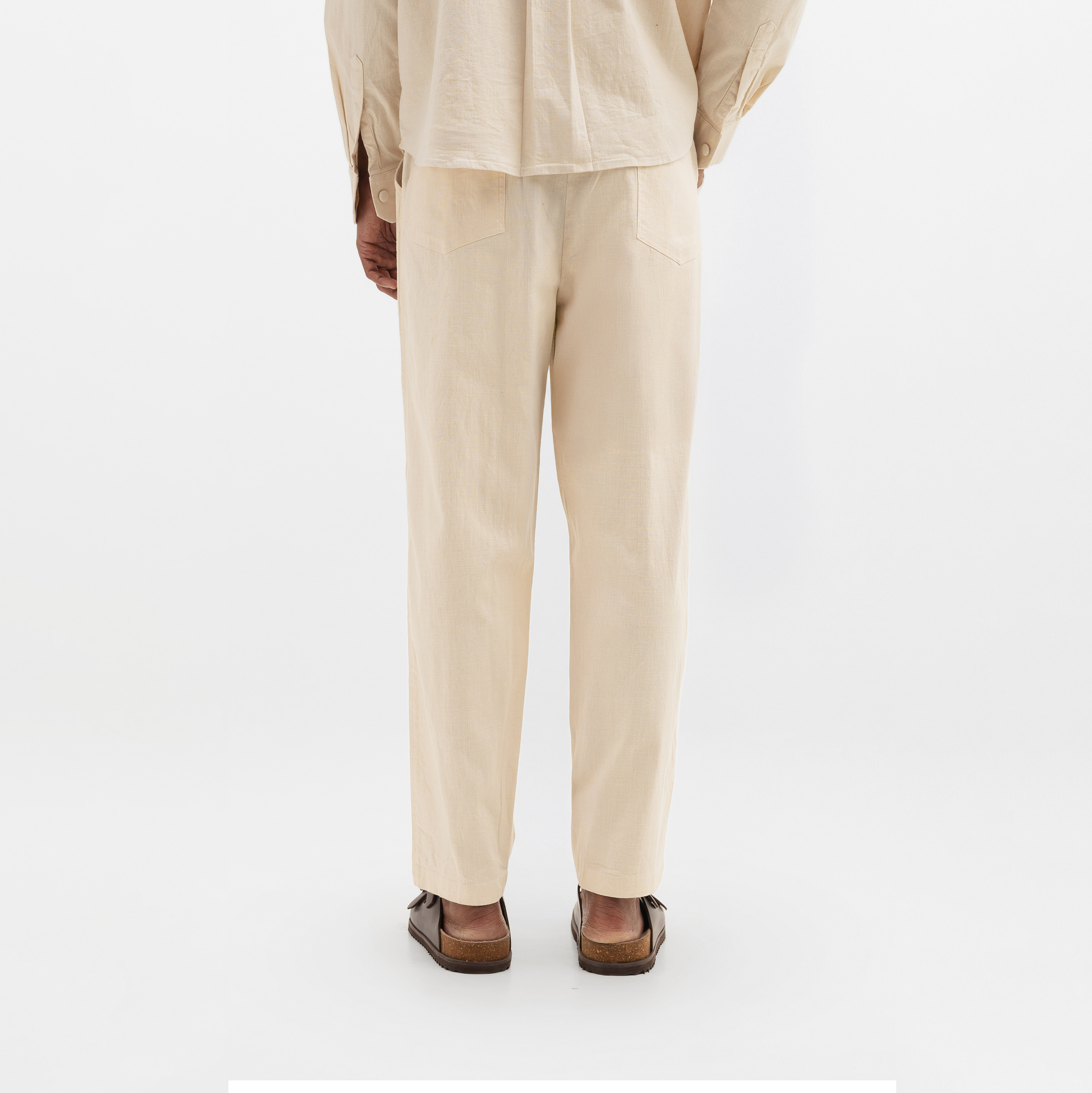 CURVED COTTON PANTS- NATURAL
