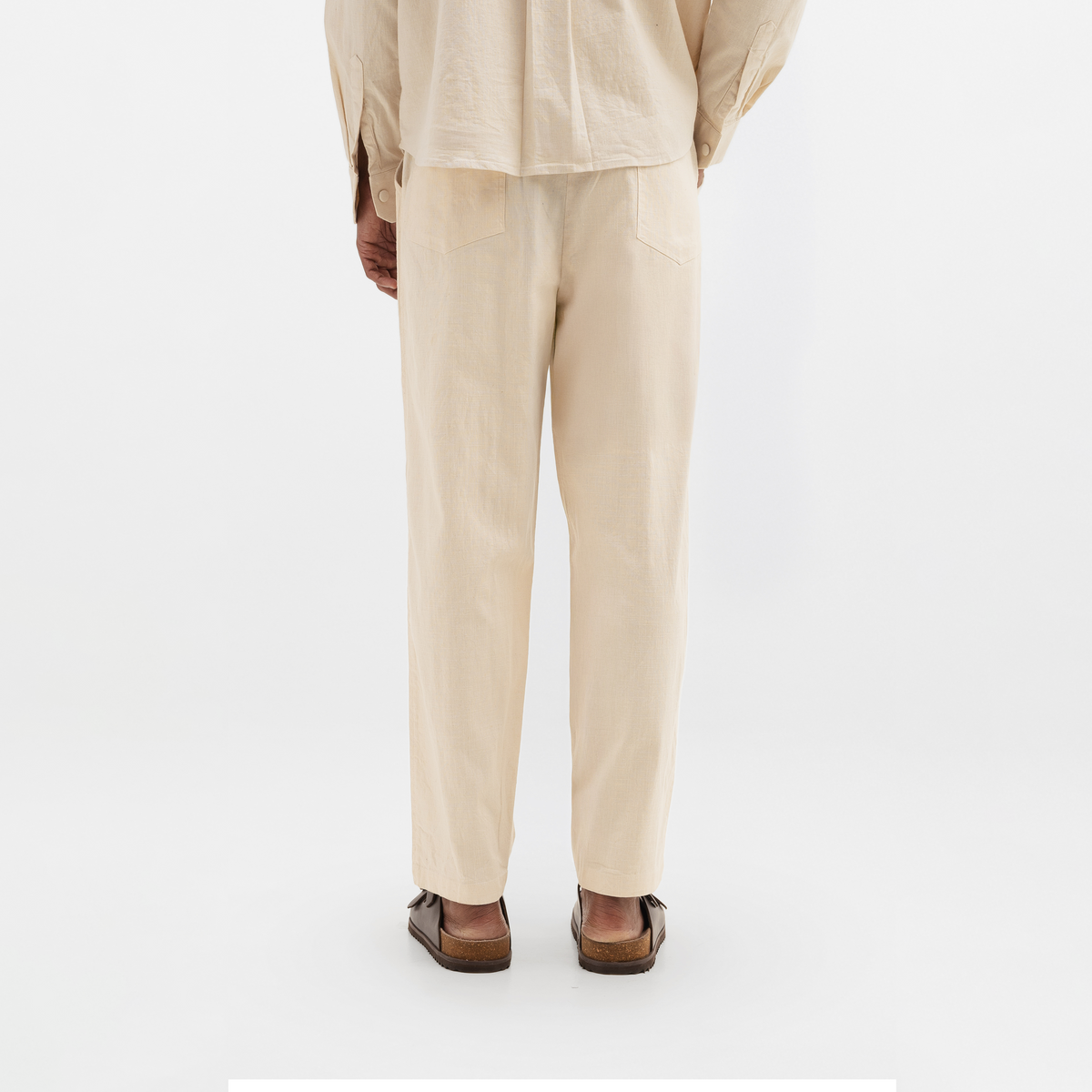 CURVED COTTON PANTS- NATURAL