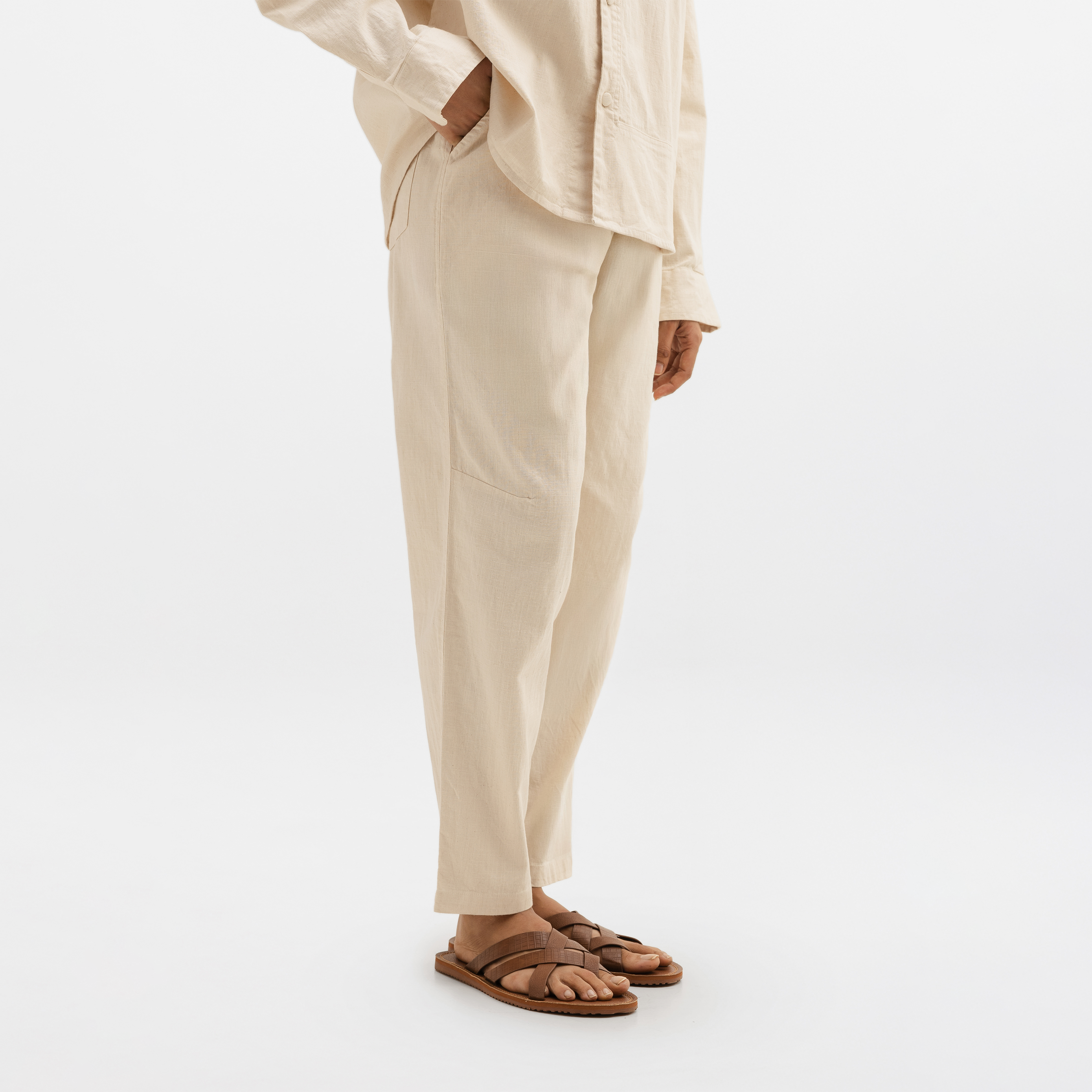 CURVED COTTON PANTS