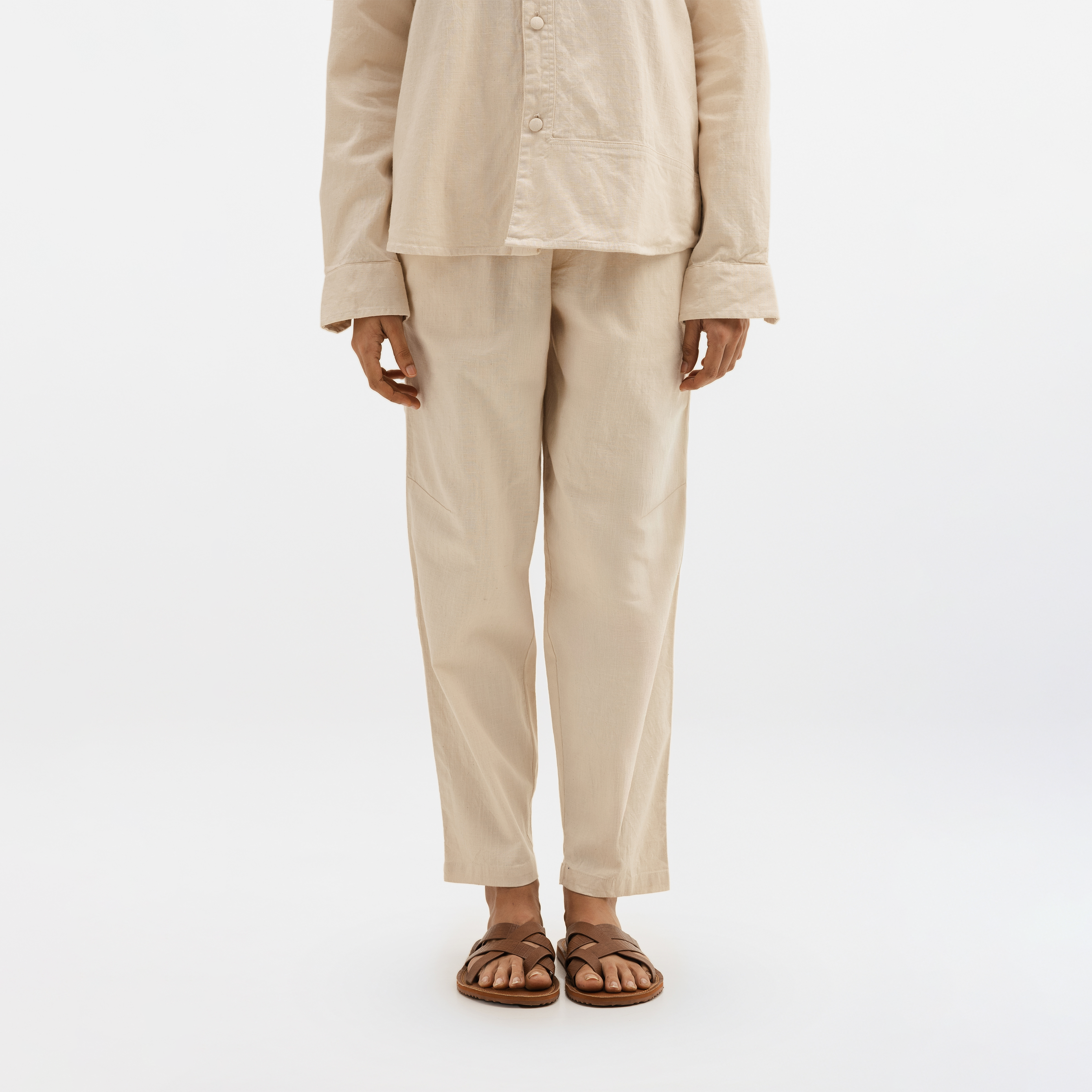 CURVED COTTON PANTS