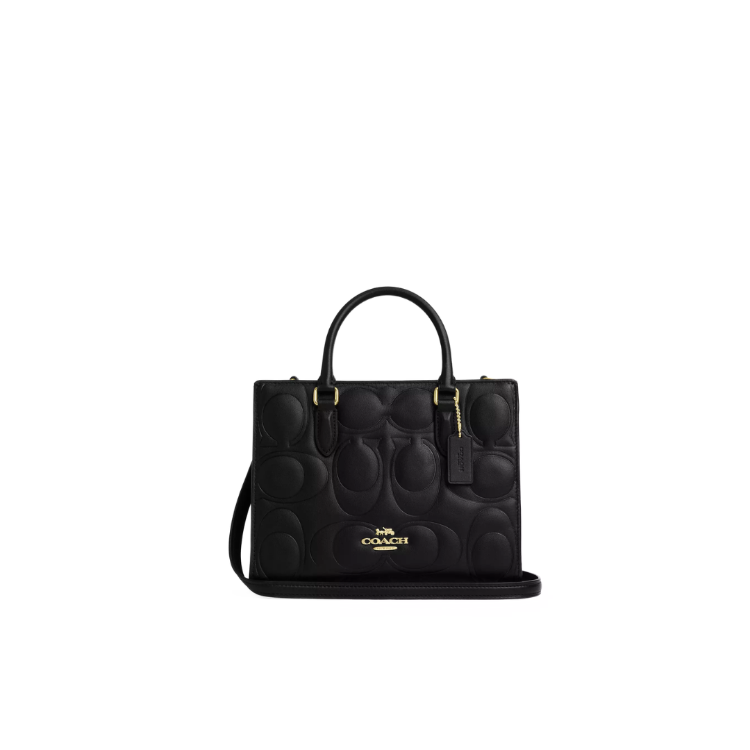 Coach Maggie Small Tote Bag In Signature Leather Black